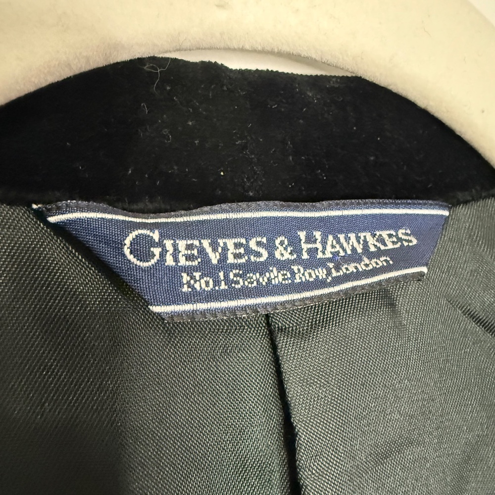 Vintage 1990s Gieves & Hawkes Black Cotton Velvet Suit Jacket / Blazer - Picture 7 of 7